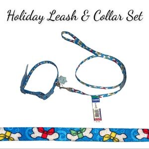 NWT Holiday Dog Leash & Collar - Dog Bone Design